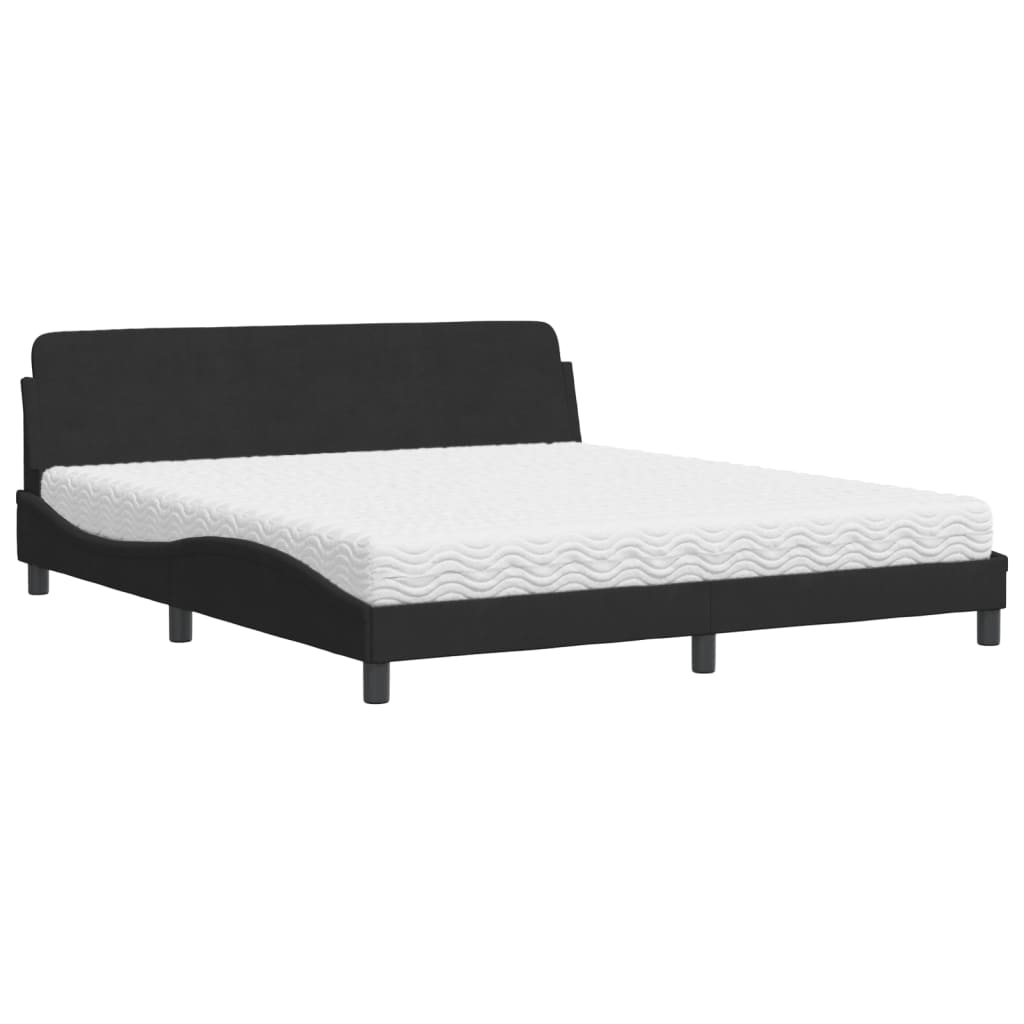 Krevet s madracem Dover crni 180x200 cm baršunasti
