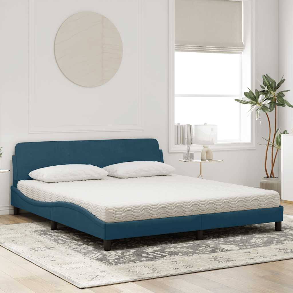 Krevet s madracem Dover plavi 180x200 cm baršunasti