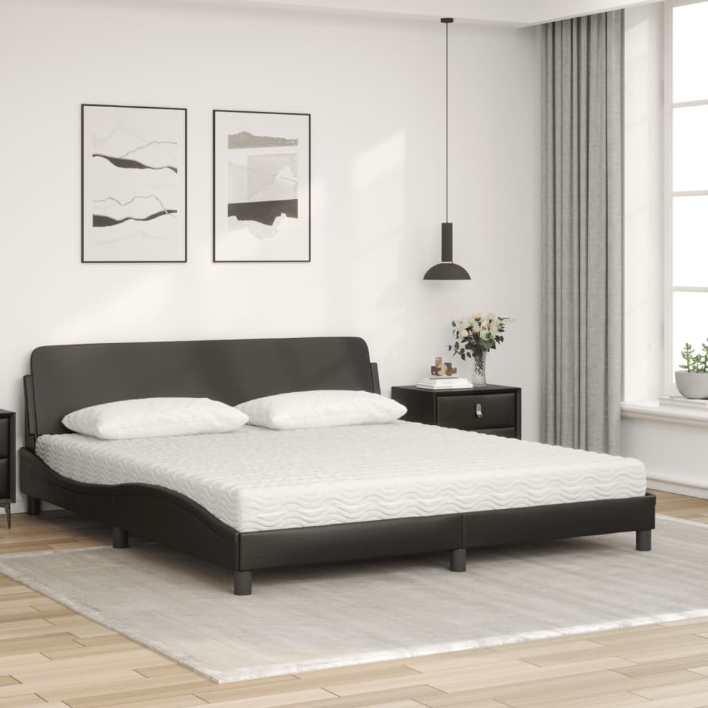 Krevet s madracem Dover crni 180 x 200 cm od umjetne kože