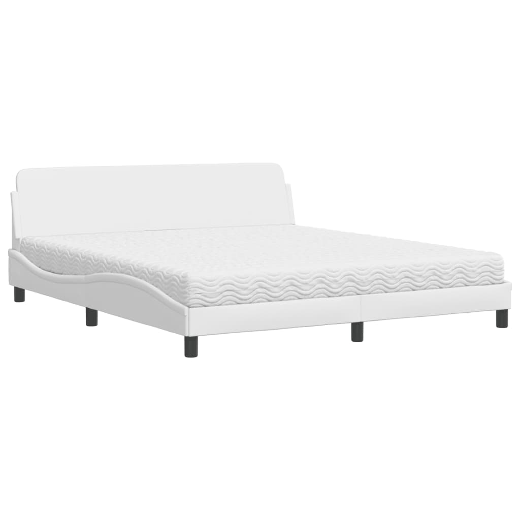 Krevet s madracem Dover bijeli 180 x 200 cm od umjetne kože