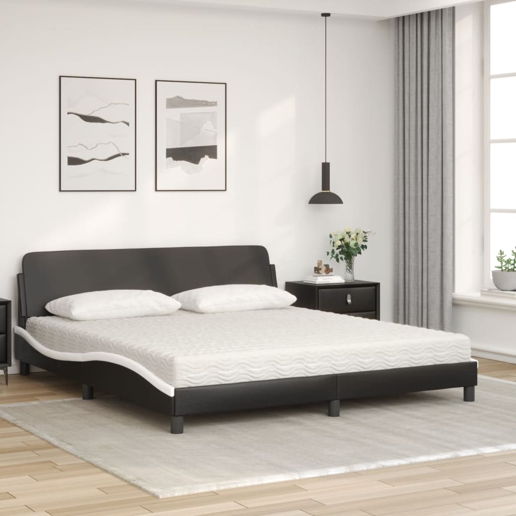 Krevet s madracem Dover crno-bijeli 180 x 200 cm od umjetne kože