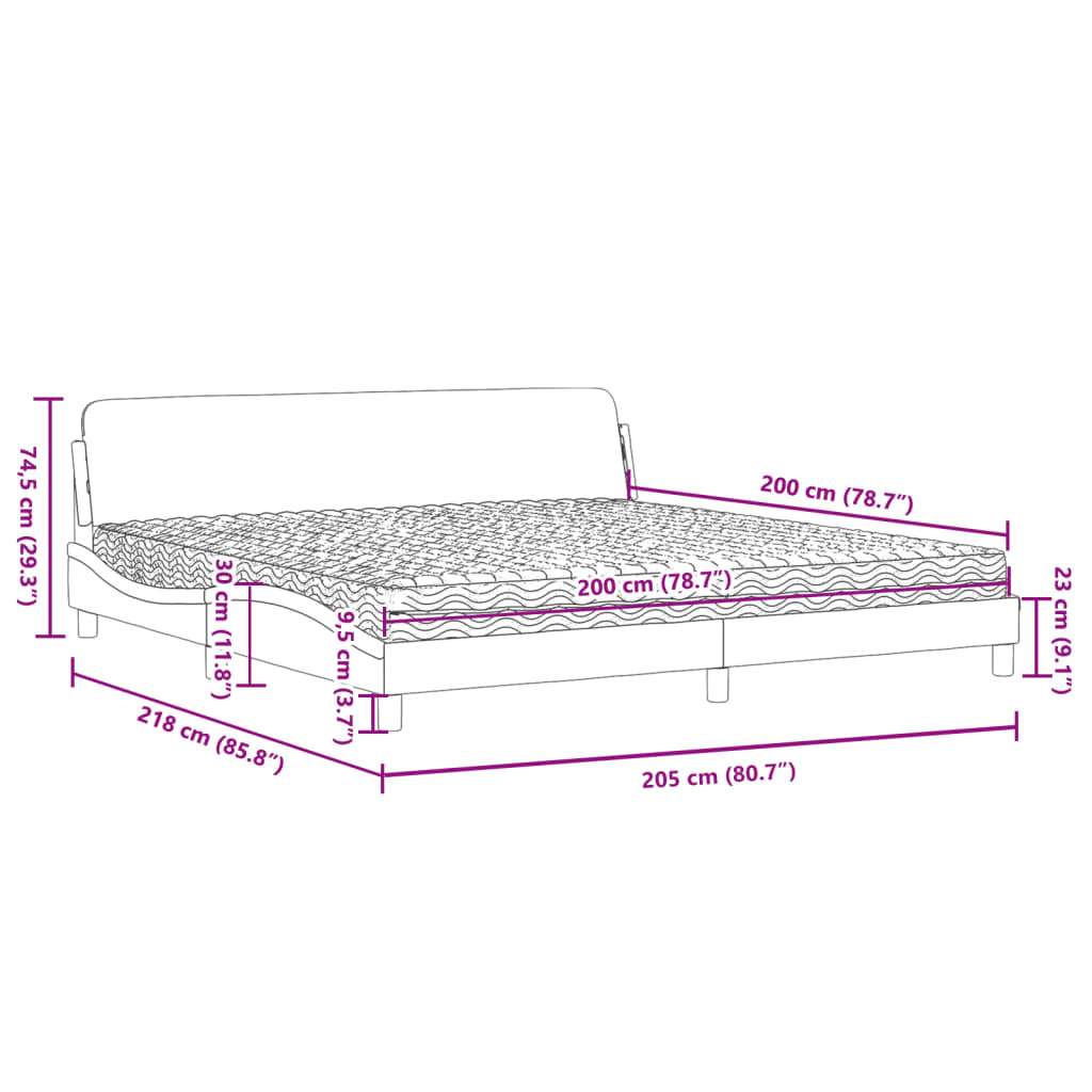 Krevet s madracem Dover plavi 200 x 200 cm od tkanine