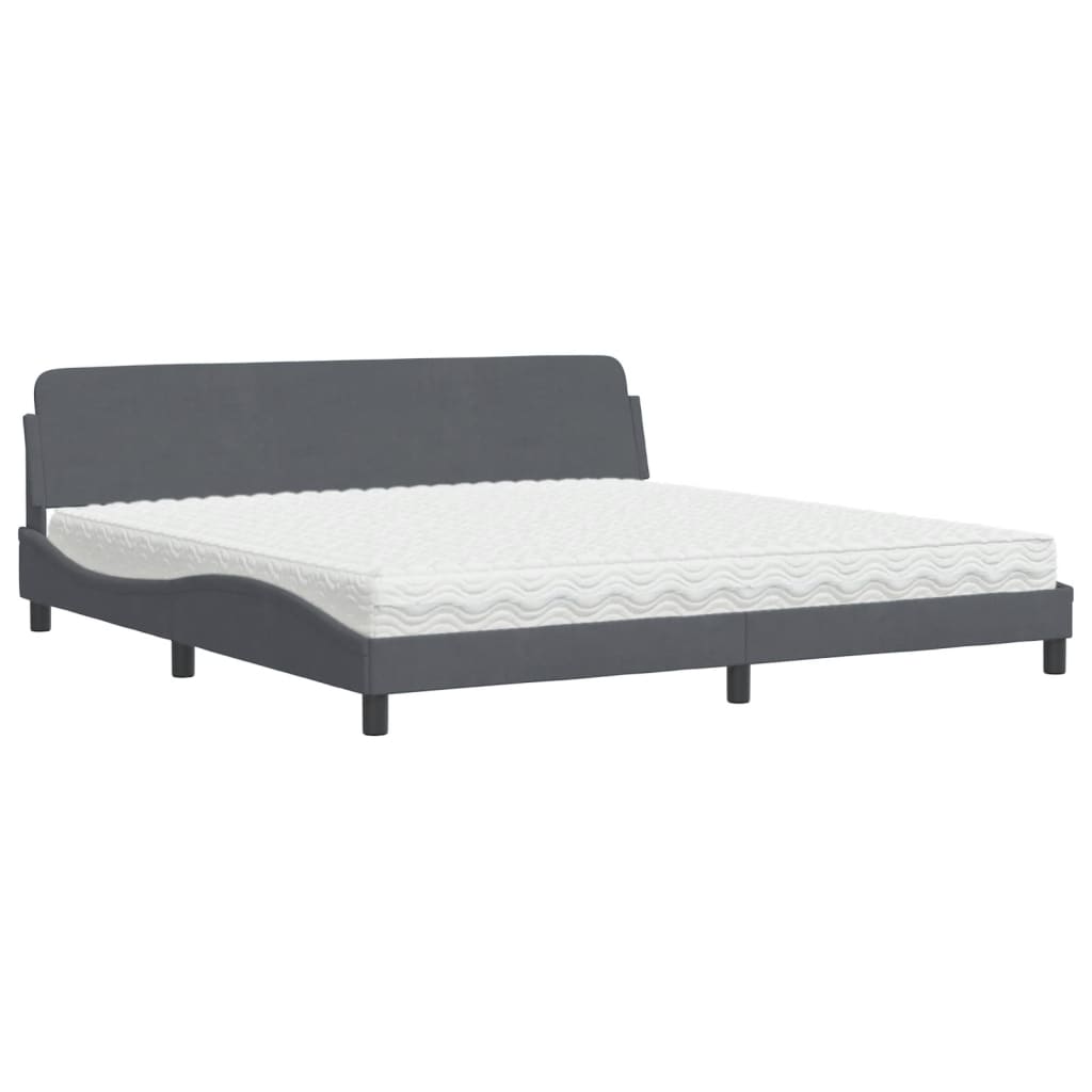 Krevet s madracem Dover tamnosivi 200x200 cm baršunasti
