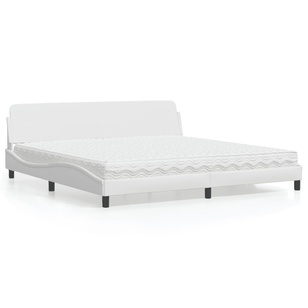 Krevet s madracem Dover bijeli 200x200 cm umjetna koža