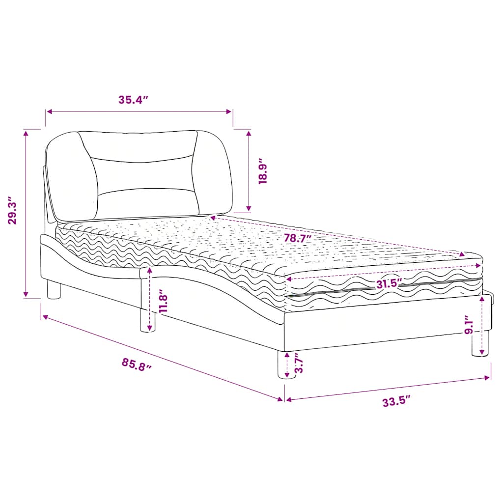 Krevet s madracem Hvar krem 80 x 200 cm od tkanine