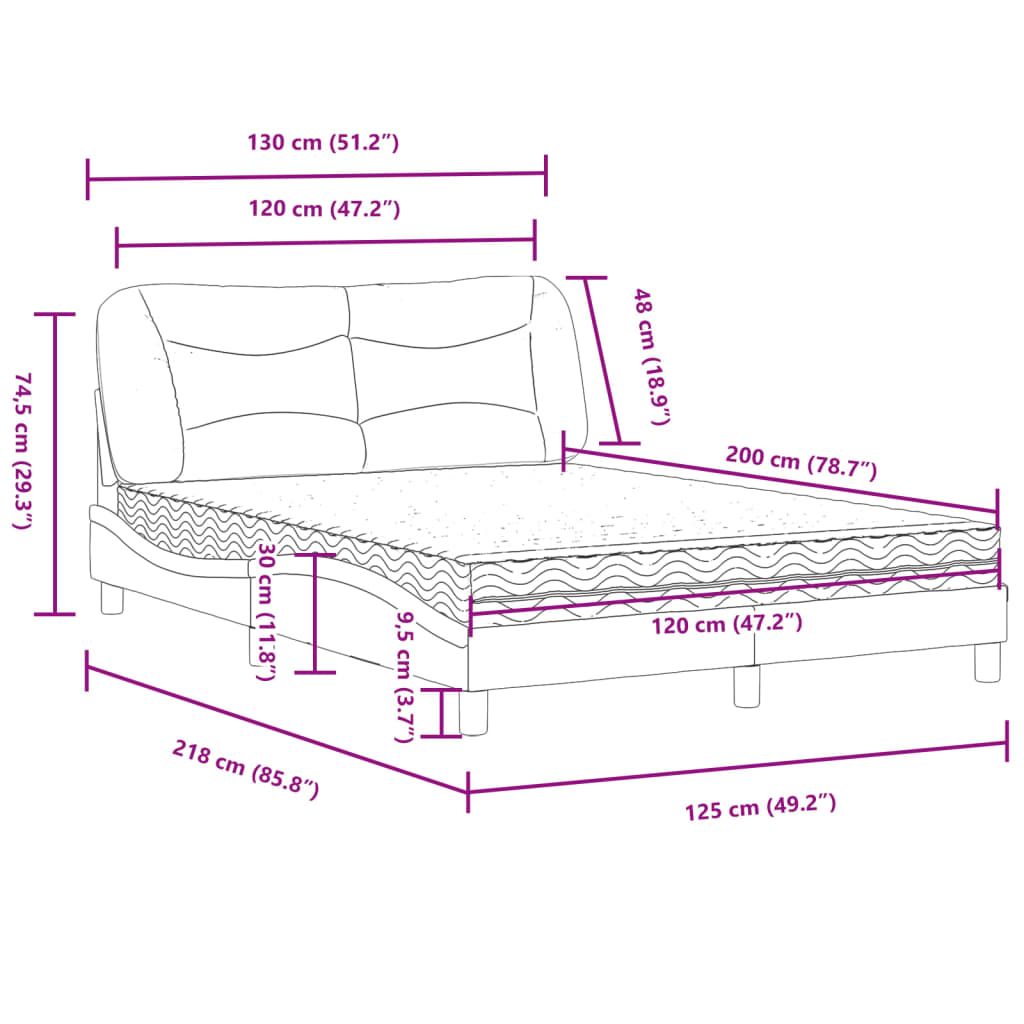 Krevet s madracem Hvar crni 120 x 200 cm od tkanine
