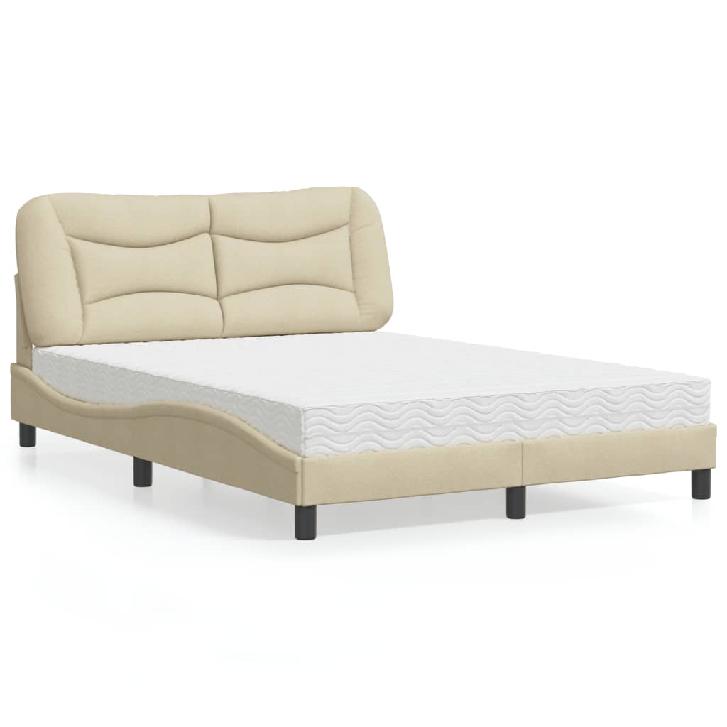 Krevet s madracem Hvar krem 140 x 190 cm od tkanine
