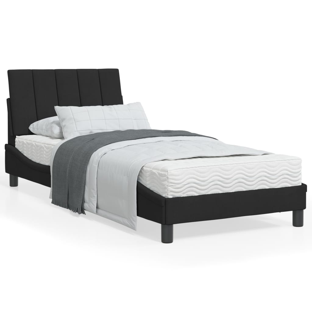 Krevet s madracem Hanko crni 90x200 cm baršunasti