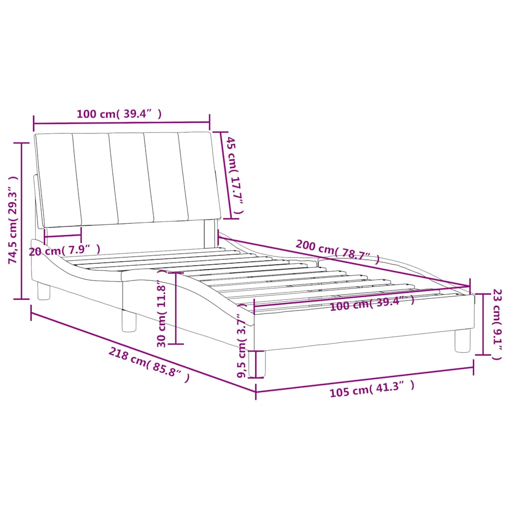 Krevet s madracem Hanko plavi 100 x 200 cm baršunasti