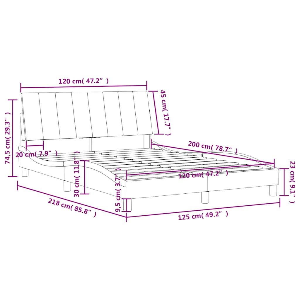 Krevet s madracem Hanko plavi 120 x 200 cm baršunasti