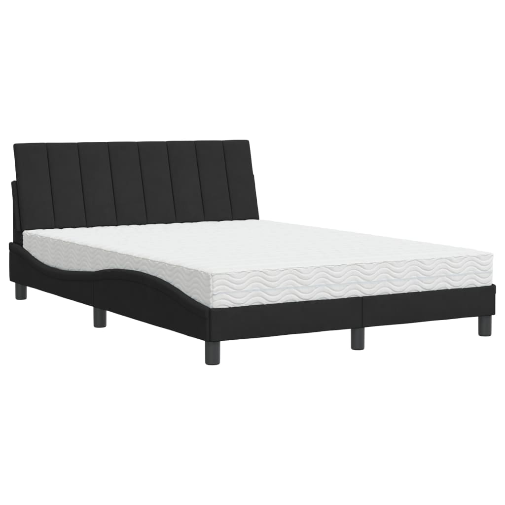 Krevet s madracem Hanko crni 140x200 cm baršunasti