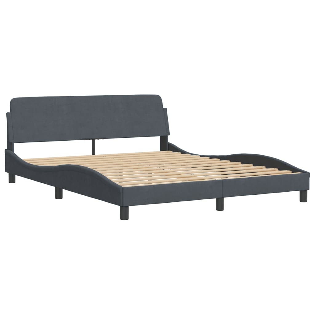 Krevet s madracem Hanko tamnosivi 160x200 cm baršunasti