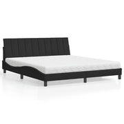 Krevet s madracem Hanko crni 180x200 cm baršunasti