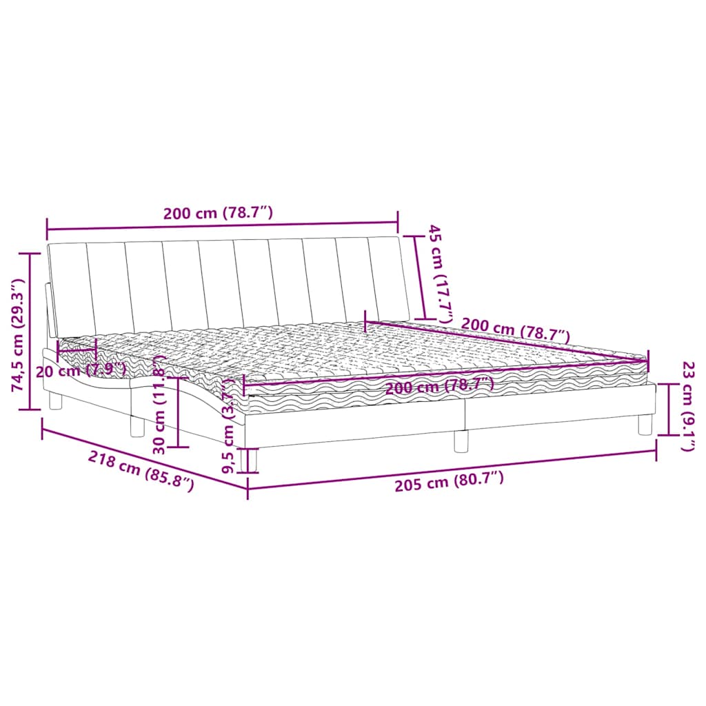 Krevet s madracem Hanko plavi 200x200 cm baršunasti