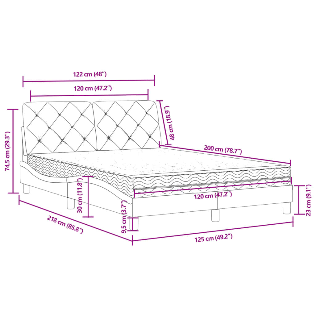 Krevet s madracem svjetlosivi 120 x 200 cm baršunasti
