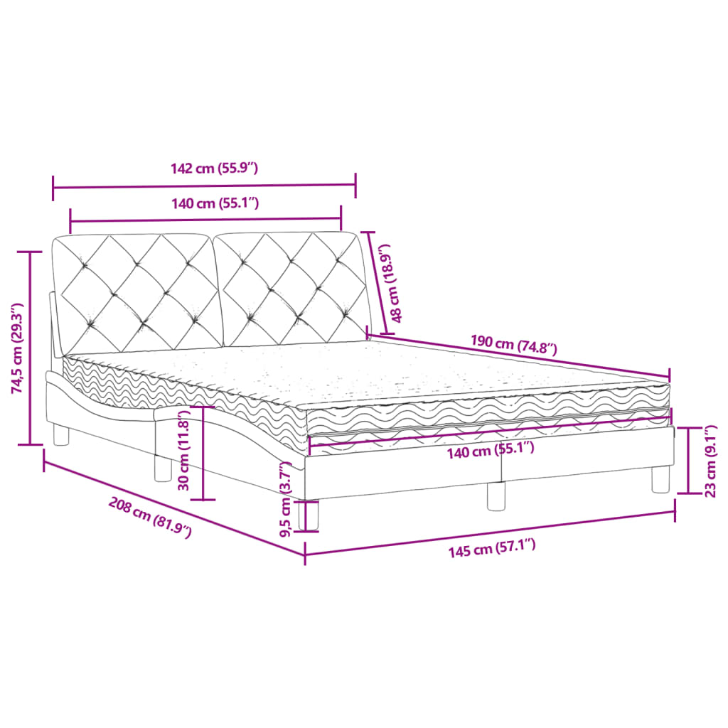 Krevet s madracem svjetlosivi 140x190 cm baršunasti