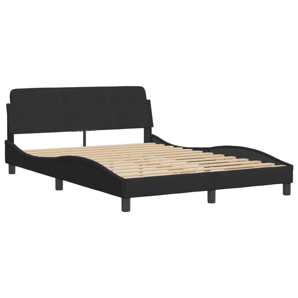 Krevet s madracem crni 140 x 190 cm baršunasti