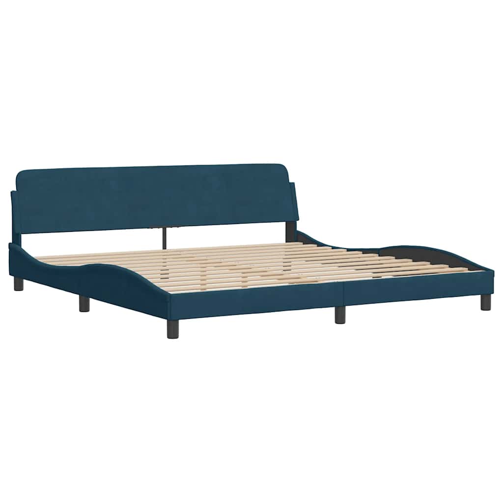 Krevet s madracem plavi 200x200 cm baršunasti