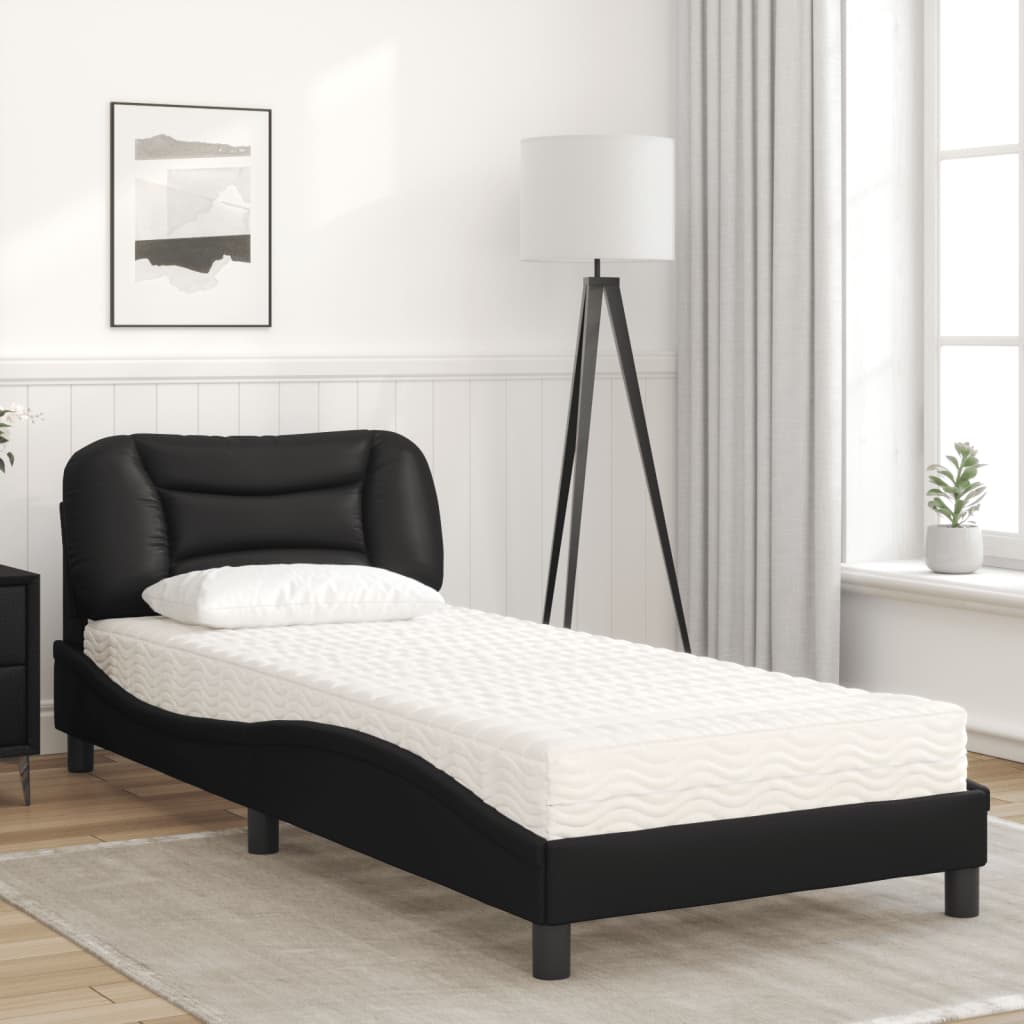 Krevet s madracem Hvar crni 90 x 200 cm od umjetne kože