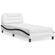 Krevet s madracem Hvar bijelo-crni 90 x 200 cm od umjetne kože
