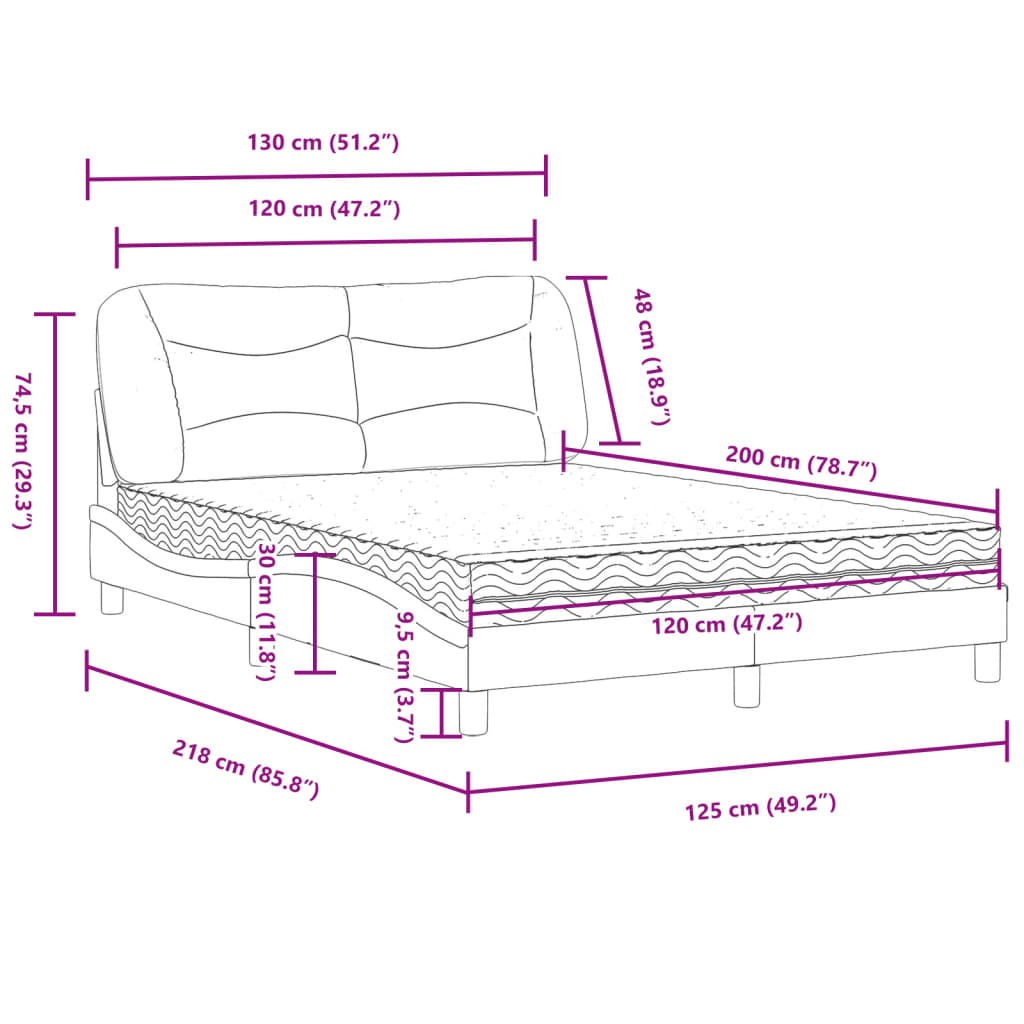 Krevet s madracem Hvar crni 120 x 200 cm od umjetne kože