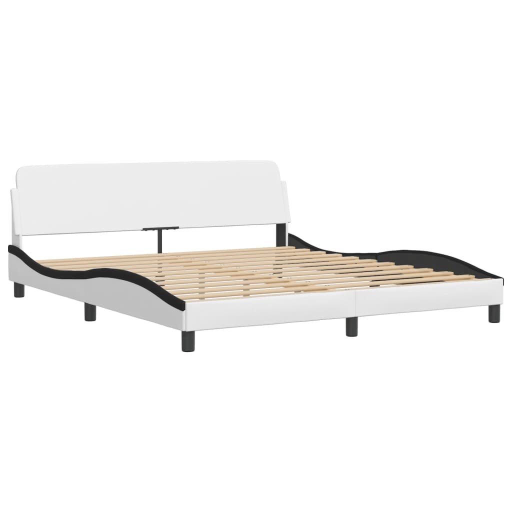 Krevet s madracem Hvar bijeli i crni 180 x 200 cm od umjetne kože