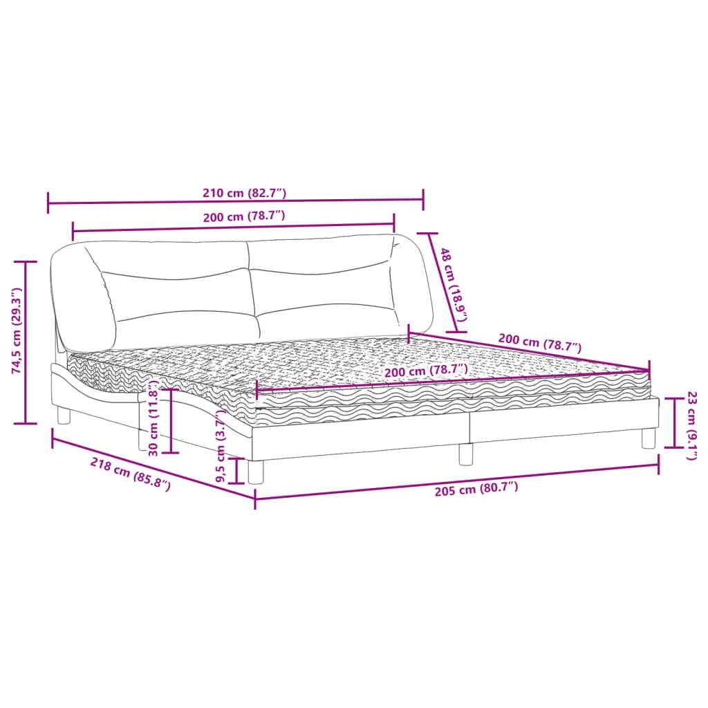 Krevet s madracem Hvar bijeli 200x200 cm umjetna koža