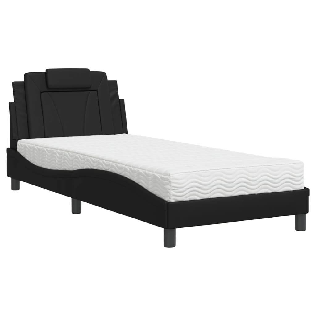 Krevet Viana s madracem crni 80 x 200 cm od umjetne kože