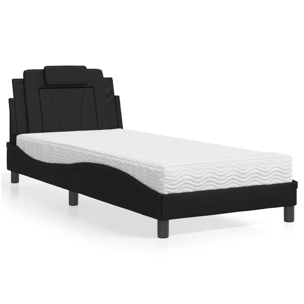 Krevet Viana s madracem crni 80 x 200 cm od umjetne kože