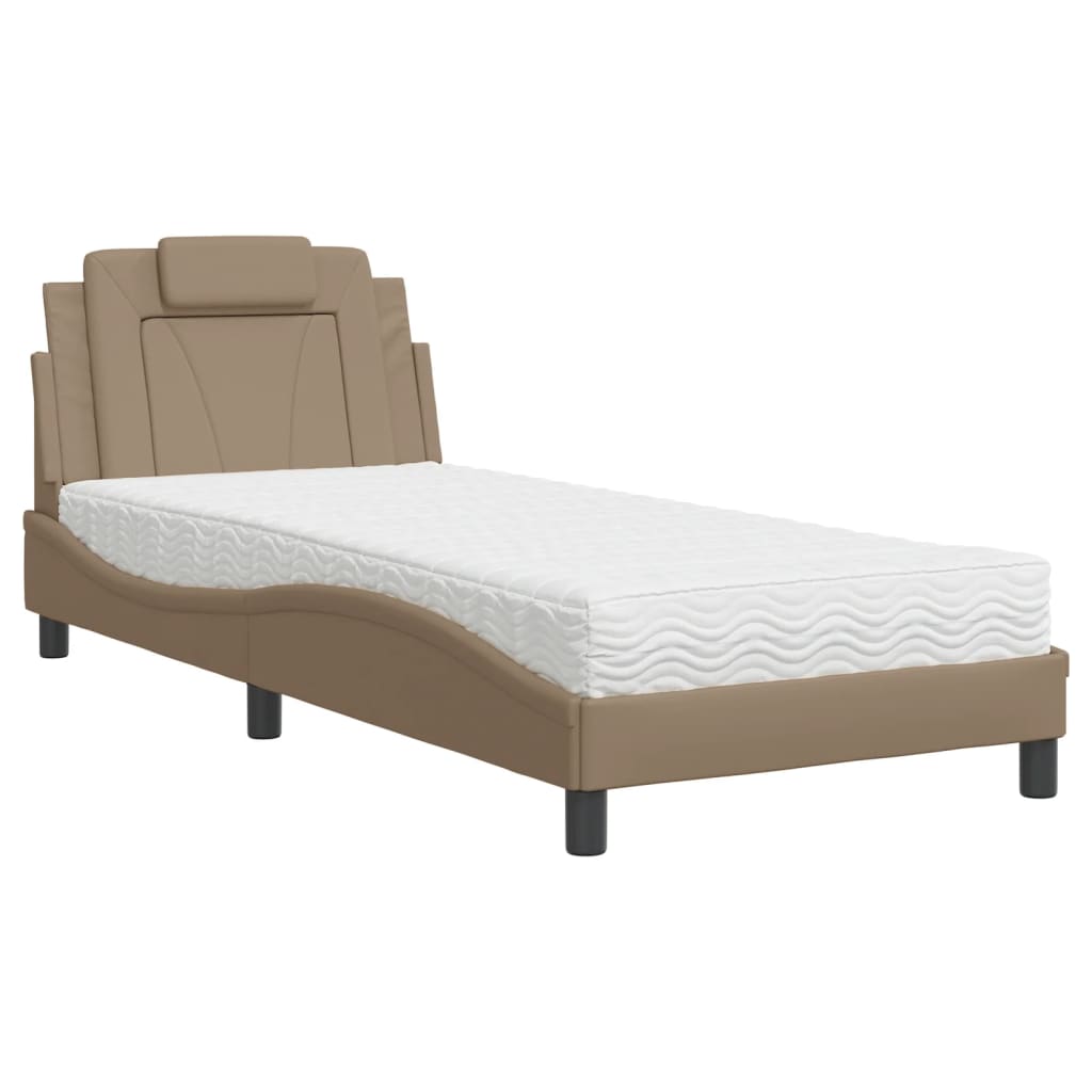 Krevet Viana s madracem cappuccino boje 80 x 200 cm od umjetne kože