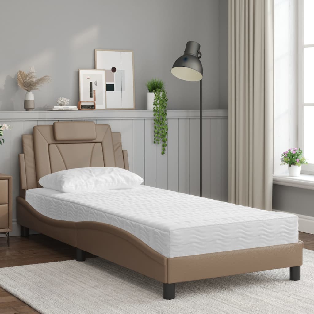 Krevet Viana s madracem cappuccino boje 80 x 200 cm od umjetne kože
