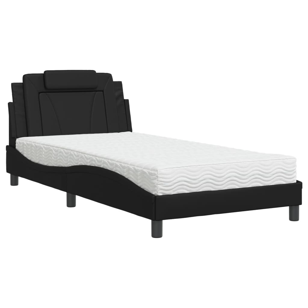 Krevet Viana s madracem crni 100 x 200 cm od umjetne kože