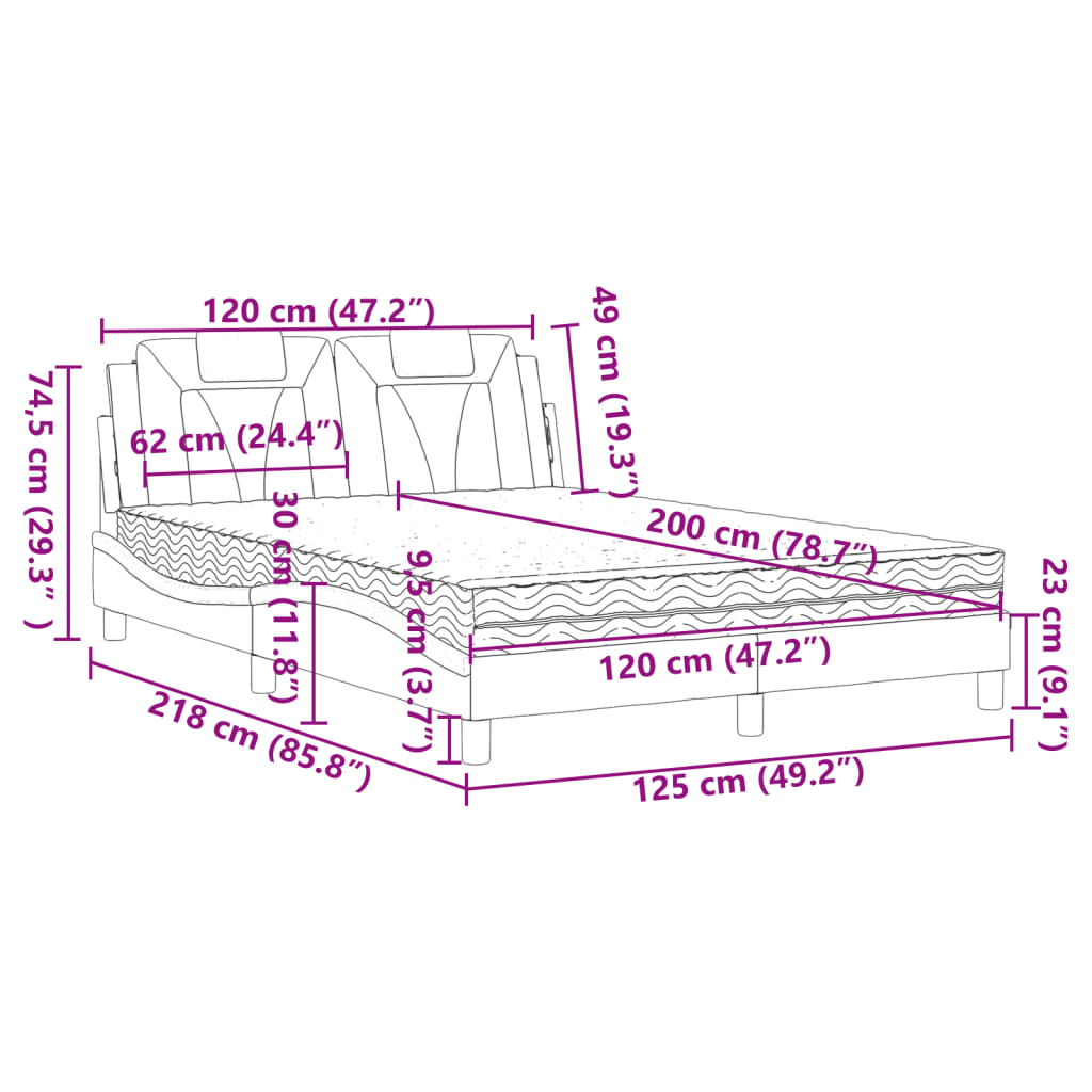 Krevet Viana s madracem crno-bijeli 120 x 200 cm od umjetne kože