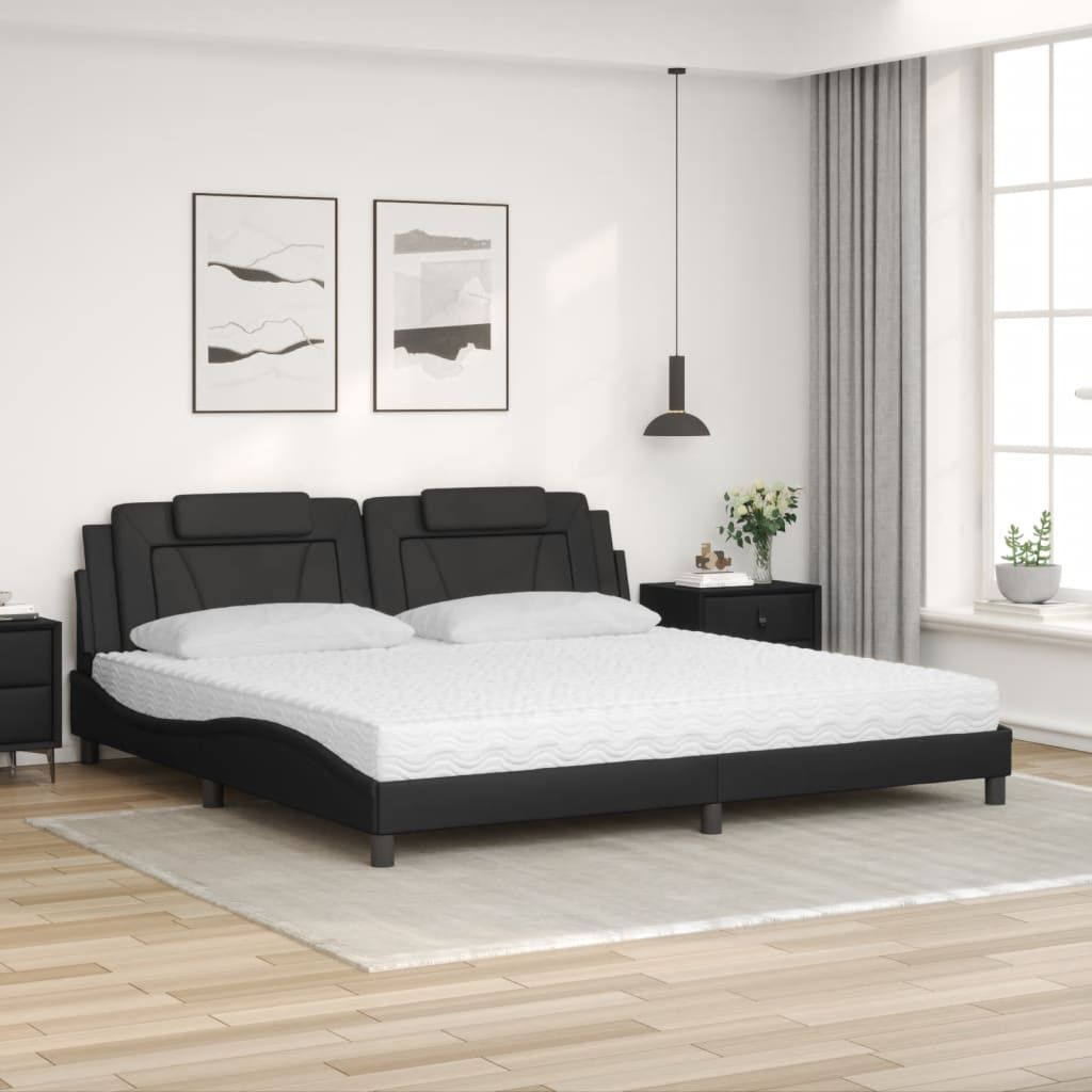 Krevet Viana s madracem crni 200x200 cm od umjetne kože
