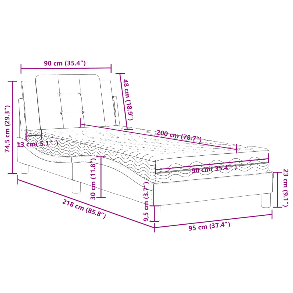 Okvir kreveta bez madraca Zadar bijeli 90 x 200 cm od umjetne kože