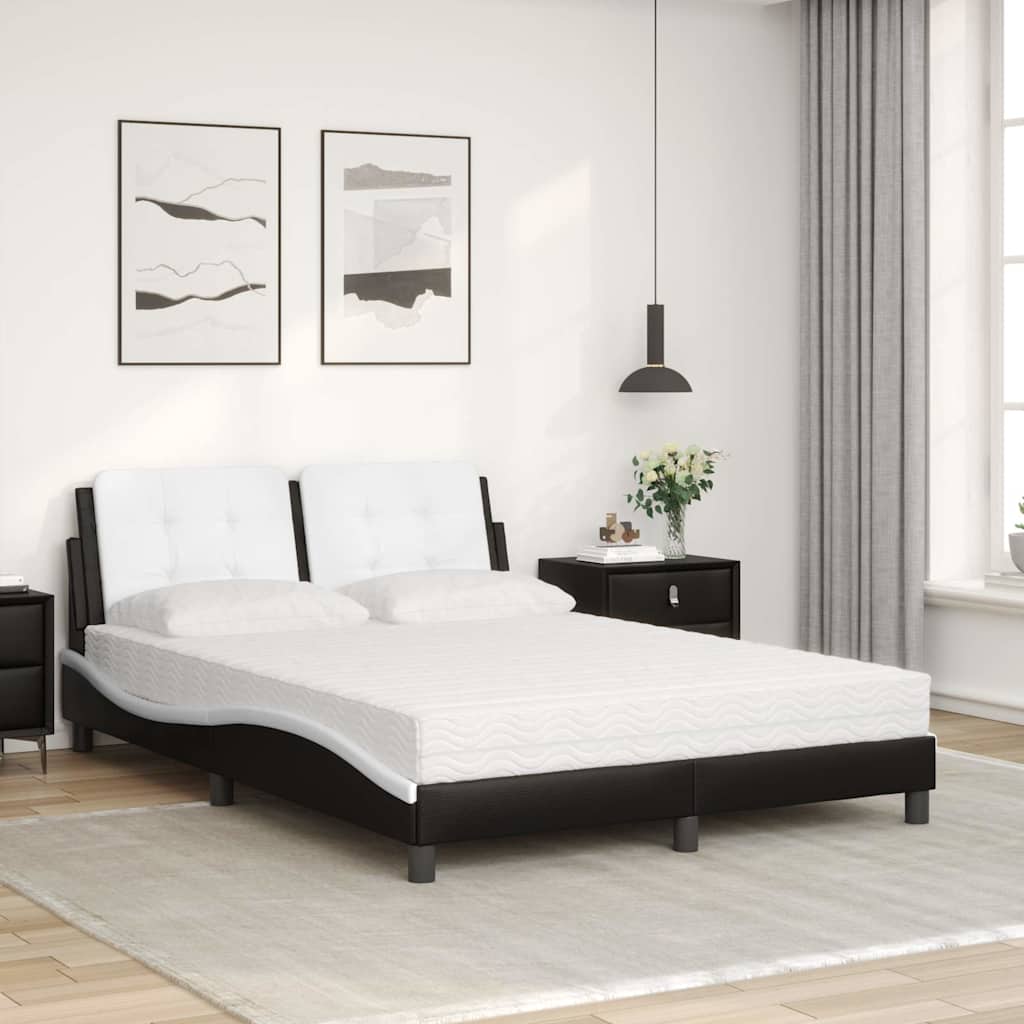 Krevet s madracem Zadar crno-bijeli 140 x 200 cm od umjetne kože