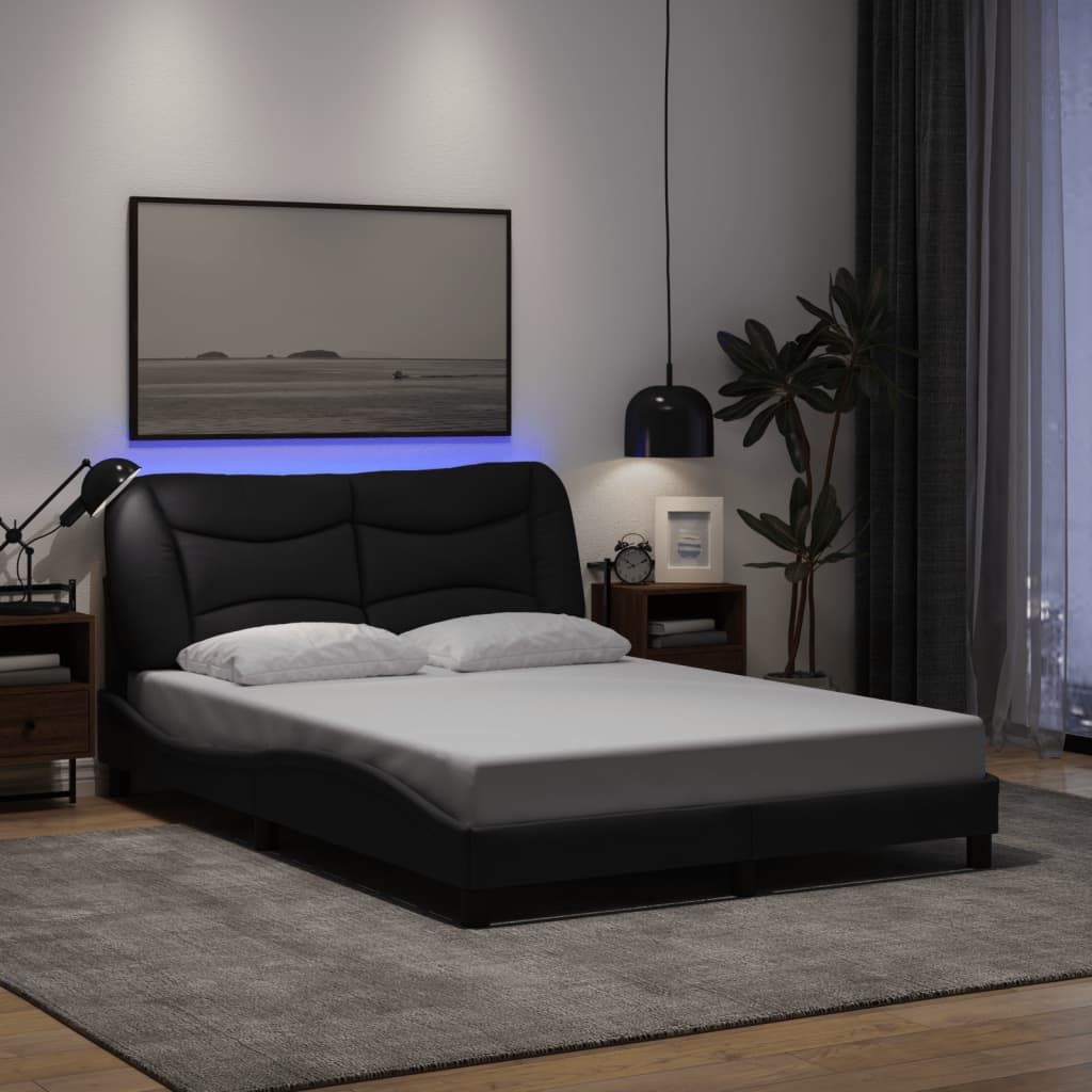 Okvir kreveta s LED-om bez madraca Hvar crni 120 x 200 cm od tkanine