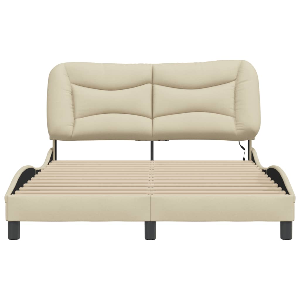 Okvir kreveta s LED-om bez madraca Hvar krem 140x190 cm Tkanina