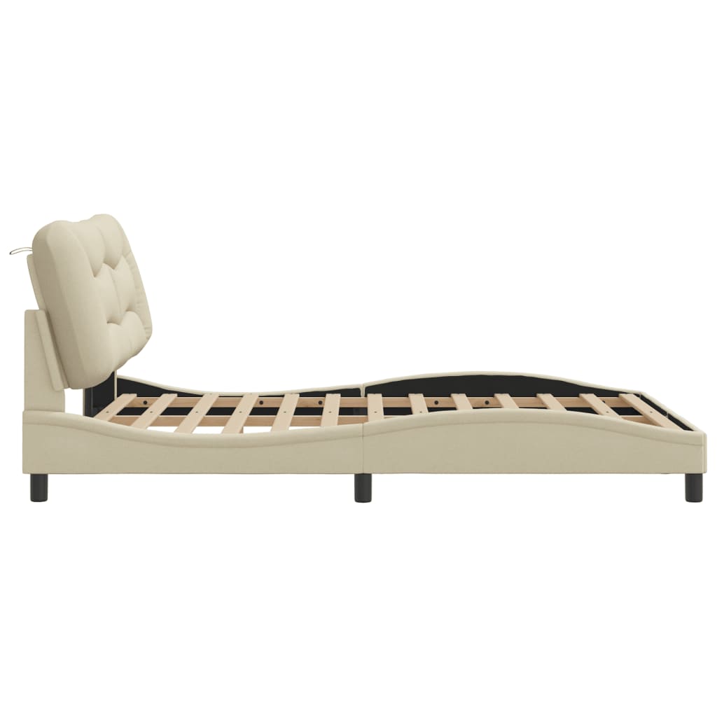 Okvir kreveta s LED-om bez madraca Hvar krem 140x190 cm Tkanina