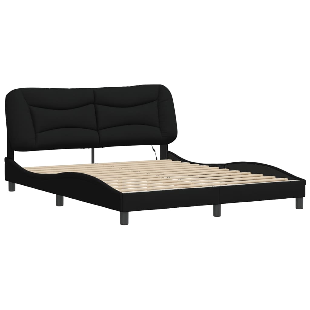 Okvir kreveta s LED-om bez madraca Hvar crni 160x200 cm od tkanine