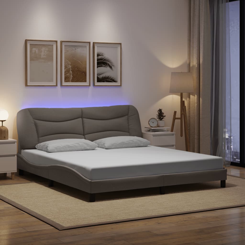 Okvir kreveta s LED-om bez madraca Hvar Taupe 180x200 cm tkanina