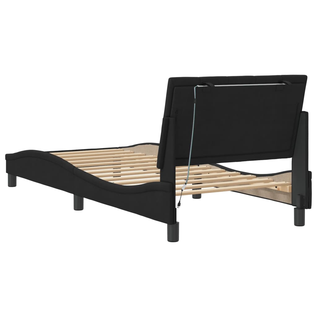 Okvir kreveta s LED-om bez madraca Hanko crni 80 x 200 cm baršunasti