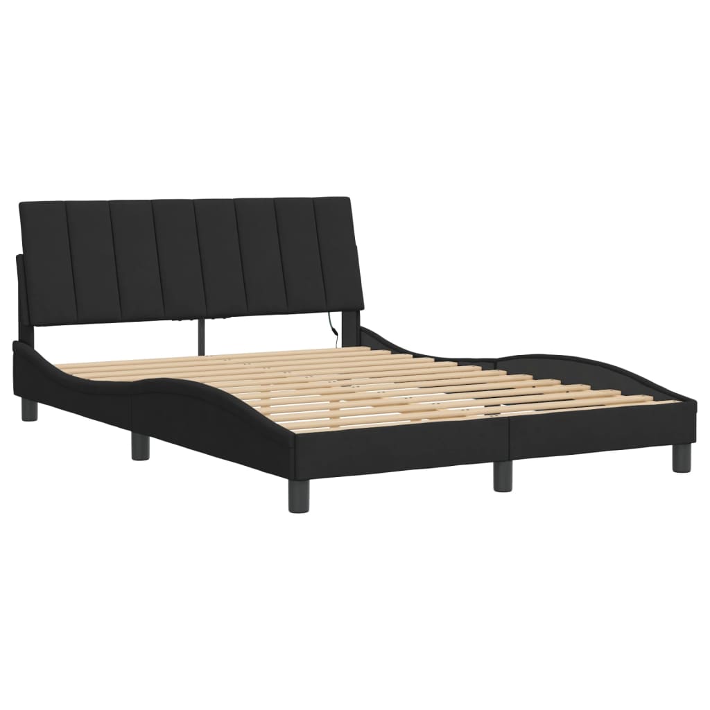 Okvir kreveta s LED-om bez madraca Hanko crni 140 x 190 cm baršunasti