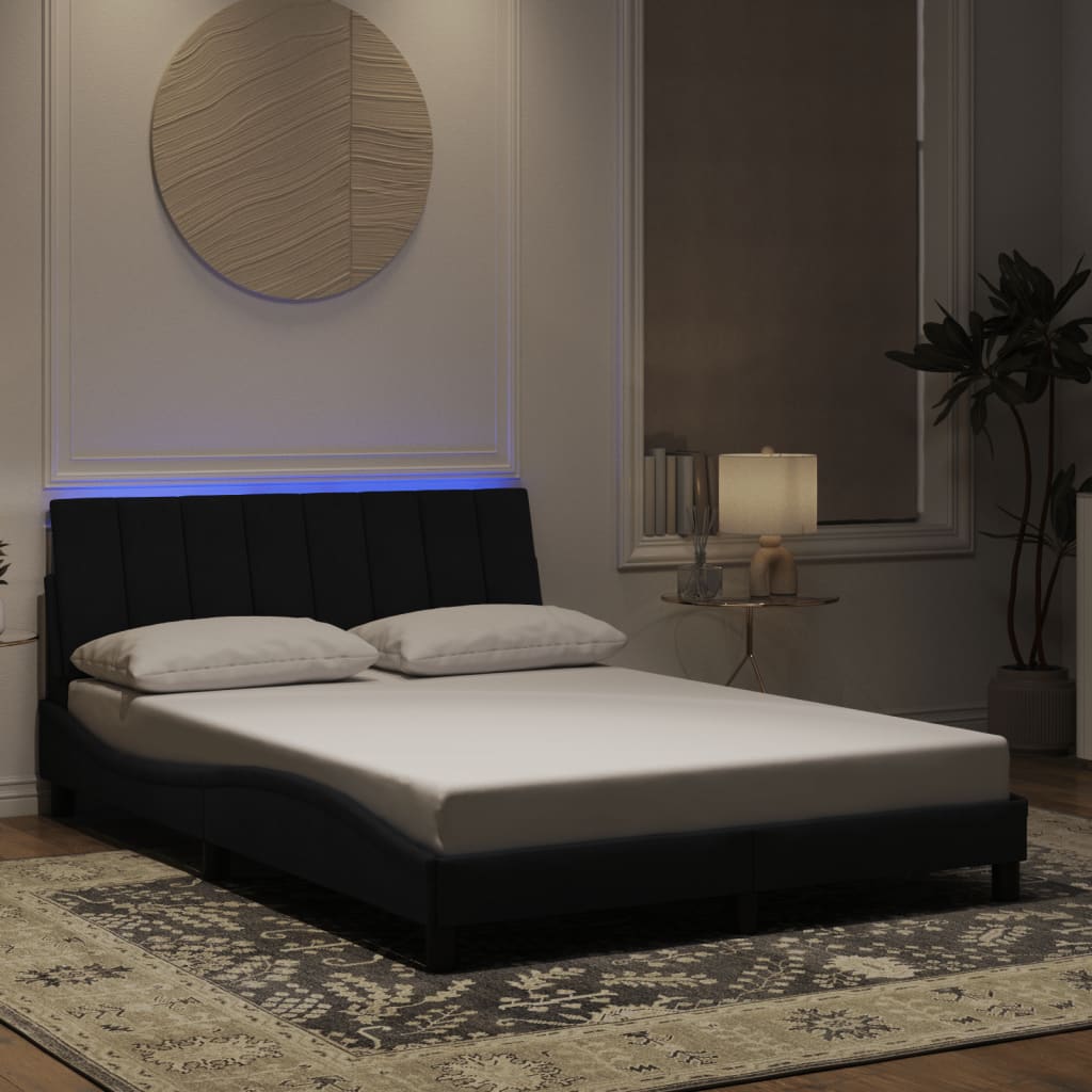 Okvir kreveta s LED-om bez madraca Hanko crni 140 x 200 cm baršunasti