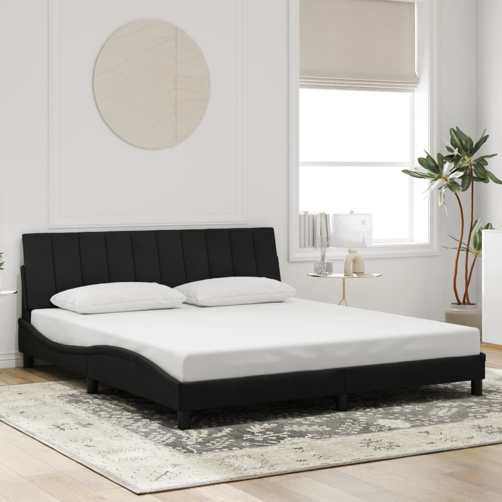 Okvir kreveta s LED-om bez madraca Hanko crni 180 x 200 cm baršunasti