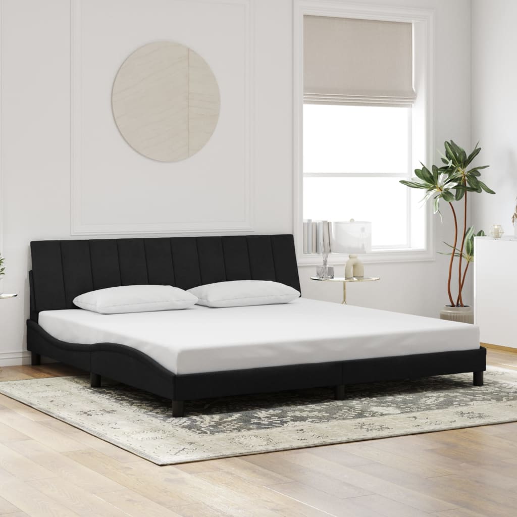 Okvir kreveta s LED-om bez madraca Hanko crni 200 x 200 cm baršunasti