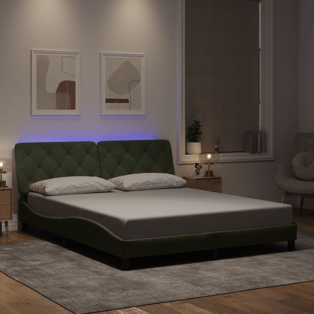 Okvir kreveta s LED-om bez madraca svjetlosivi 160x200 cm baršunasti