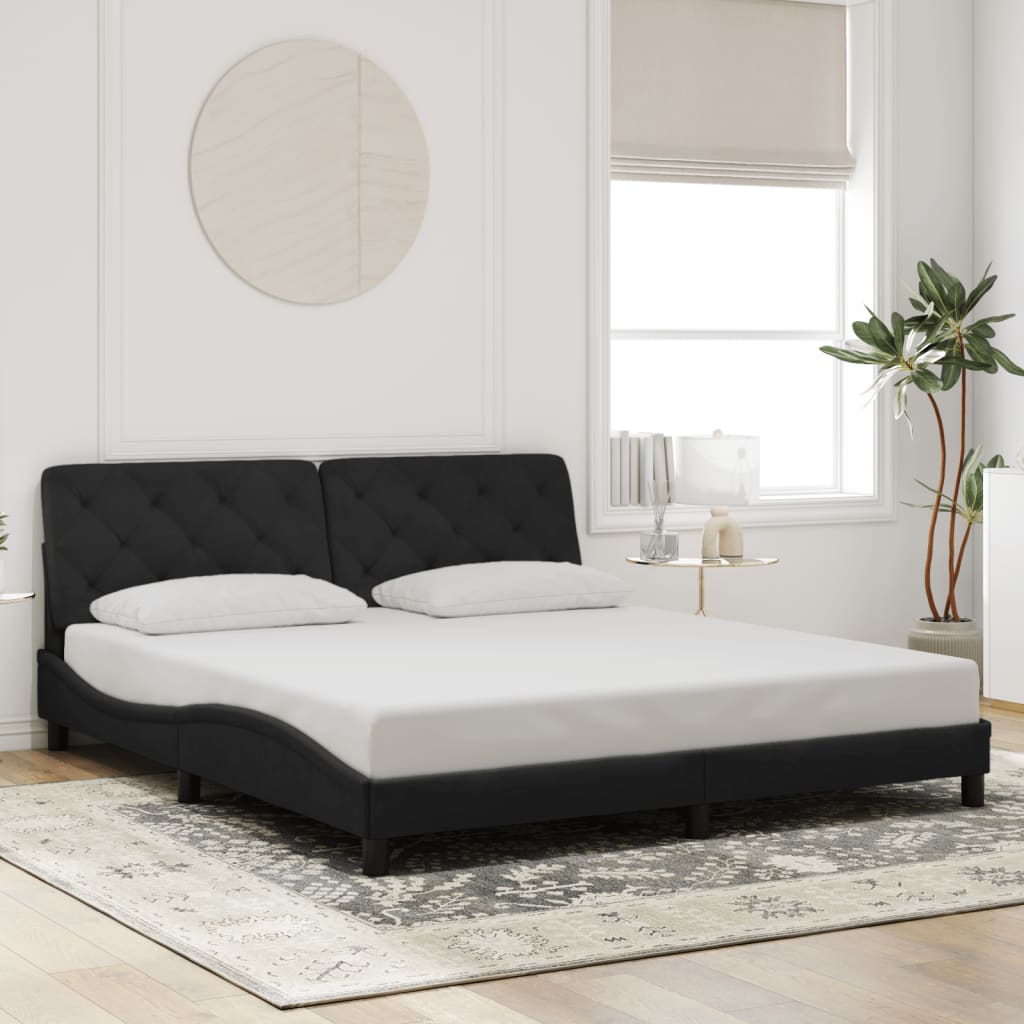 Okvir kreveta s LED-om bez madraca crni 180 x 200 cm baršunasti
