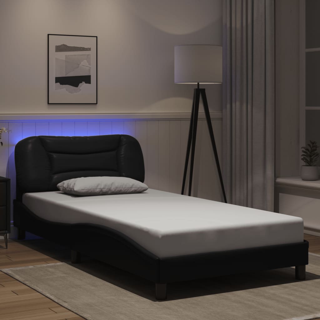 Okvir kreveta s LED-om bez madraca Hvar crni 100 x 200 cm