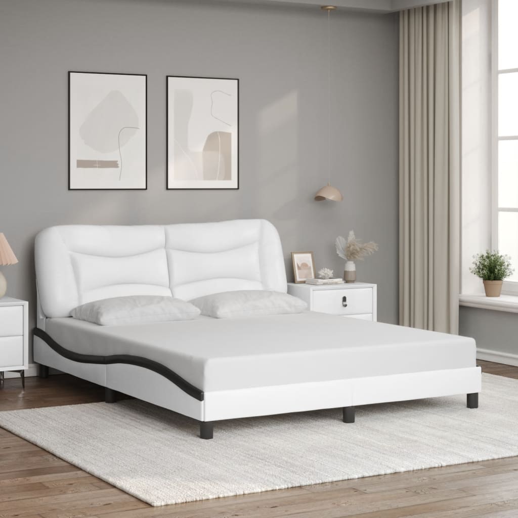 Okvir kreveta s LED-om bez madraca Hvar bijelo-crni 160 x 200 cm